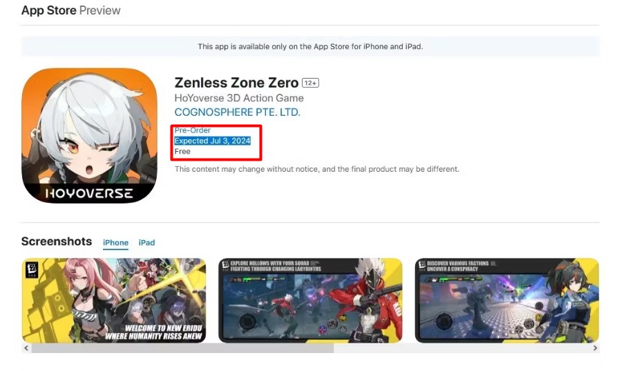 Zenless Zone Zero Release Date
