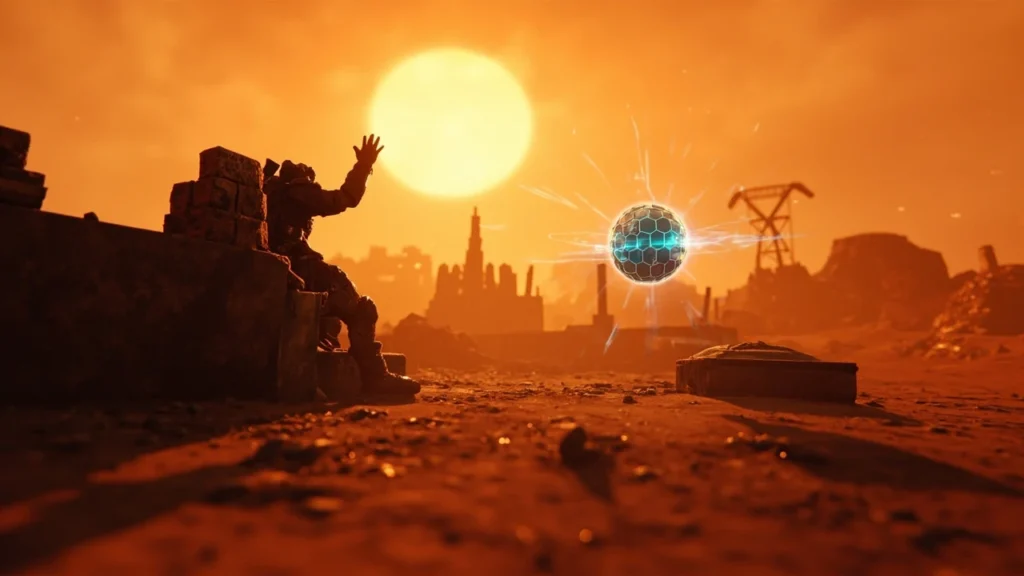 A Vault Hunter deploys the Mimicron BL4 shield drone on a Borderlands 4 battlefield
