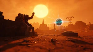 A Vault Hunter deploys the Mimicron BL4 shield drone on a Borderlands 4 battlefield
